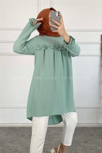 Modalamelif Önü Fırfırlı Tunik Çağla