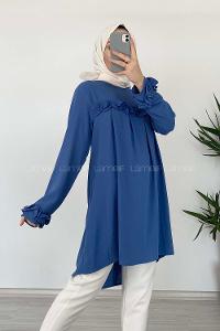 Modalamelif Önü Fırfırlı Tunik İndigo