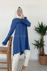 Modalamelif Önü Fırfırlı Tunik İndigo