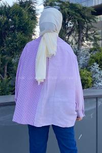 Modalamelif Oversize Ekose Gömlek Lila