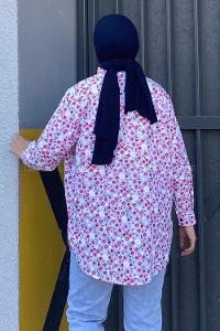 Modalamelif Papatya Desenli Salaş Gömlek Kırmızı