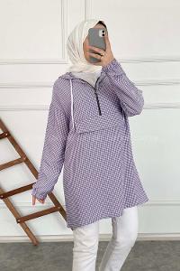 Modalamelif Pötikare Kapşonlu Tunik Lila