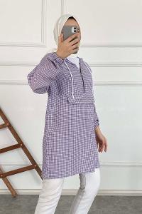 Modalamelif Pötikare Kapşonlu Tunik Lila