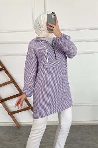 Modalamelif Pötikare Kapşonlu Tunik Lila