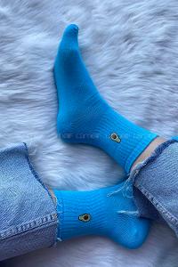 Modalamelif Avokado Nakışlı Soket Çorap Mavi