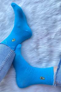 Modalamelif Avokado Nakışlı Soket Çorap Mavi