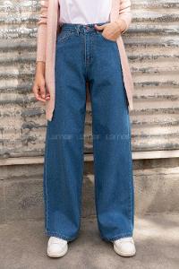 Lamelif Çift Cepli Bol Paça Pantolon Açık Mavi