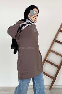 Modalamelif Kaplumbağa Oversize T-Shirt Kahve