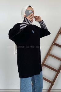 Modalamelif Kaplumbağa Oversize T-Shirt Siyah