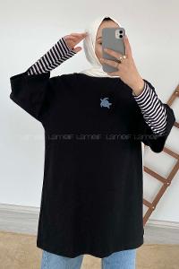 Modalamelif Kaplumbağa Oversize T-Shirt Siyah