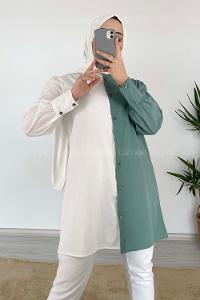 Modalamelif Renk Garnili Gömlek Pastel Yeşili