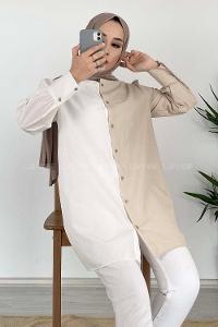 Modalamelif Renk Garnili Gömlek Taş