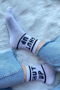 Modalamelif Shut Up Soket Çorap Beyaz