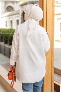 Modalamelif Kapak Cepli Gömlek Ekru