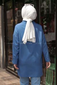 Modalamelif Kapak Cepli Gömlek İndigo