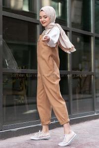 Modalamelif Bahçıvan Askılı Slopet Tulum Camel