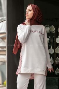 Modalamelif Beauty Ekose Garnili Tunik Gül