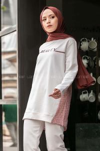 Modalamelif Beauty Ekose Garnili Tunik Gül