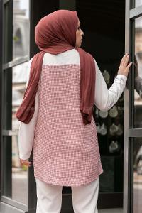 Modalamelif Beauty Ekose Garnili Tunik Gül