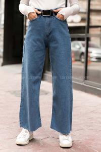 Modalamelif Bol Paça Kesik Boyfriend Jean Kot Mavisi