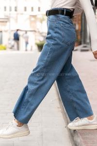 Modalamelif Bol Paça Kesik Boyfriend Jean Kot Mavisi