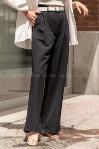 Modalamelif Bol Paça Pileli Pantolon Siyah