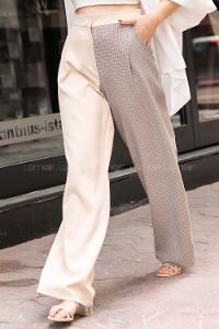 Modalamelif Ekose Garnili Pantolon BeJ-Kahve