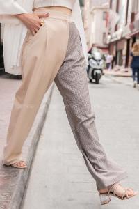 Modalamelif Ekose Garnili Pantolon BeJ-Kahve