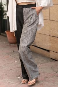 Modalamelif Ekose Garnili Pantolon Siyah