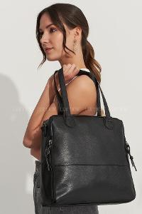 Modalamelif Fermuar Detaylı Omuz Çantası Siyah