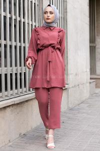 Modalamelif  Önü Fırfırlı İkili Takım Gül