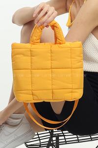 Modalamelif  Şişme Kapitone Mini Tote Çanta Hardal Sarısı