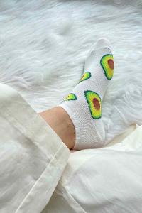 Modalamelif Avokado Baskılı Patik Çorap Ekru