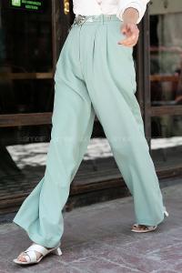 Modalamelif Bol Paça Pileli Pantolon Çağla