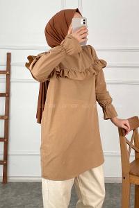 Modalamelif Hakim Yaka Volenli Tunik Sütlü Kahve