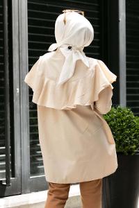 Modalamelif Kol Lastikli Önü Fırfırlı Tunik Taş