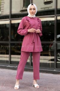 Modalamelif  Önü Fırfırlı İkili Takım Açık Mor