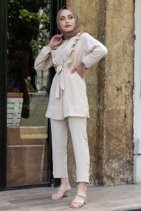 Modalamelif  Önü Fırfırlı İkili Takım Taş