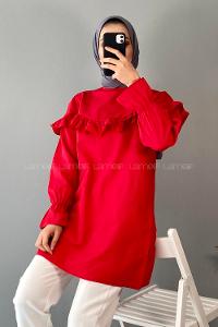 Modalamelif Hakim Yaka Volenli Tunik Kırmızı