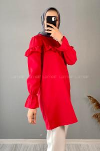 Modalamelif Hakim Yaka Volenli Tunik Kırmızı