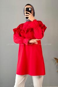 Modalamelif Hakim Yaka Volenli Tunik Kırmızı