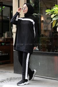 Modalamelif Şerit Garnili Spor Takım Siyah