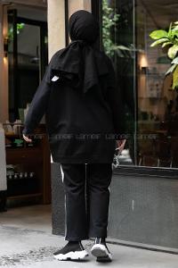 Modalamelif Şerit Garnili Spor Takım Siyah