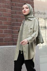 Modalamelif Kapak Cepli Gömlek Çağla Yeşili