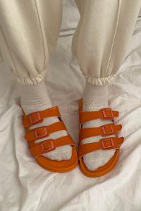 Modalamelif Armenno Kadın Günlük Toka Detaylı Terlik Oranj