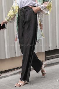 Modalamelif Beli Lastikli Paça Püsküllü  Pantolon Siyah