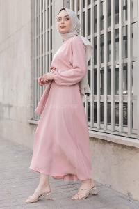 Modalamelif Yarasa Kol Prenses Elbise Pudra