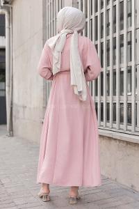 Modalamelif Yarasa Kol Prenses Elbise Pudra