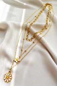 Modalamelif 3lü Kombin Gold Papatya Kolye