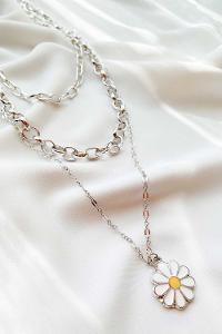 Modalamelif 3Lü Kombin Gümüş Papatya Kolye